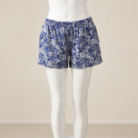 ANA Pants - ANA New Approach Paperbag Shorts Linen Blend Women 3X Blue Floral Tropical Vaca